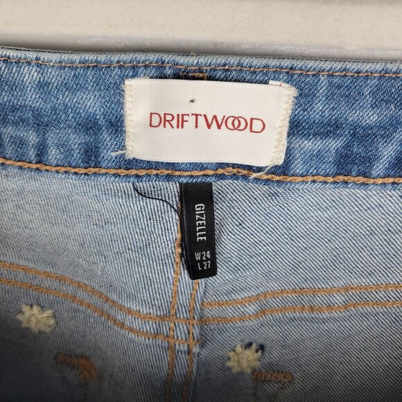 Driftwood Women's Size 24 Jeans Gizelle Distressed Embroidered Flowers - Picture 4 of 5